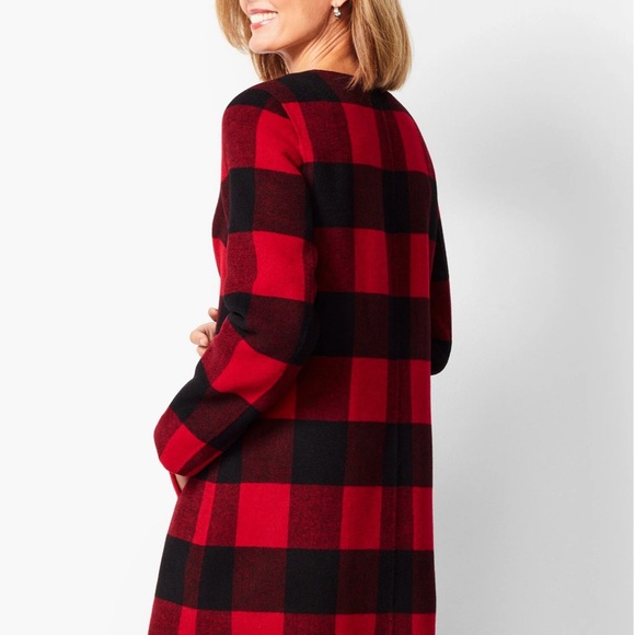 Talbots Medium Red Buffalo Plaid Double Face Topper / Jacket - Picture 4 of 6